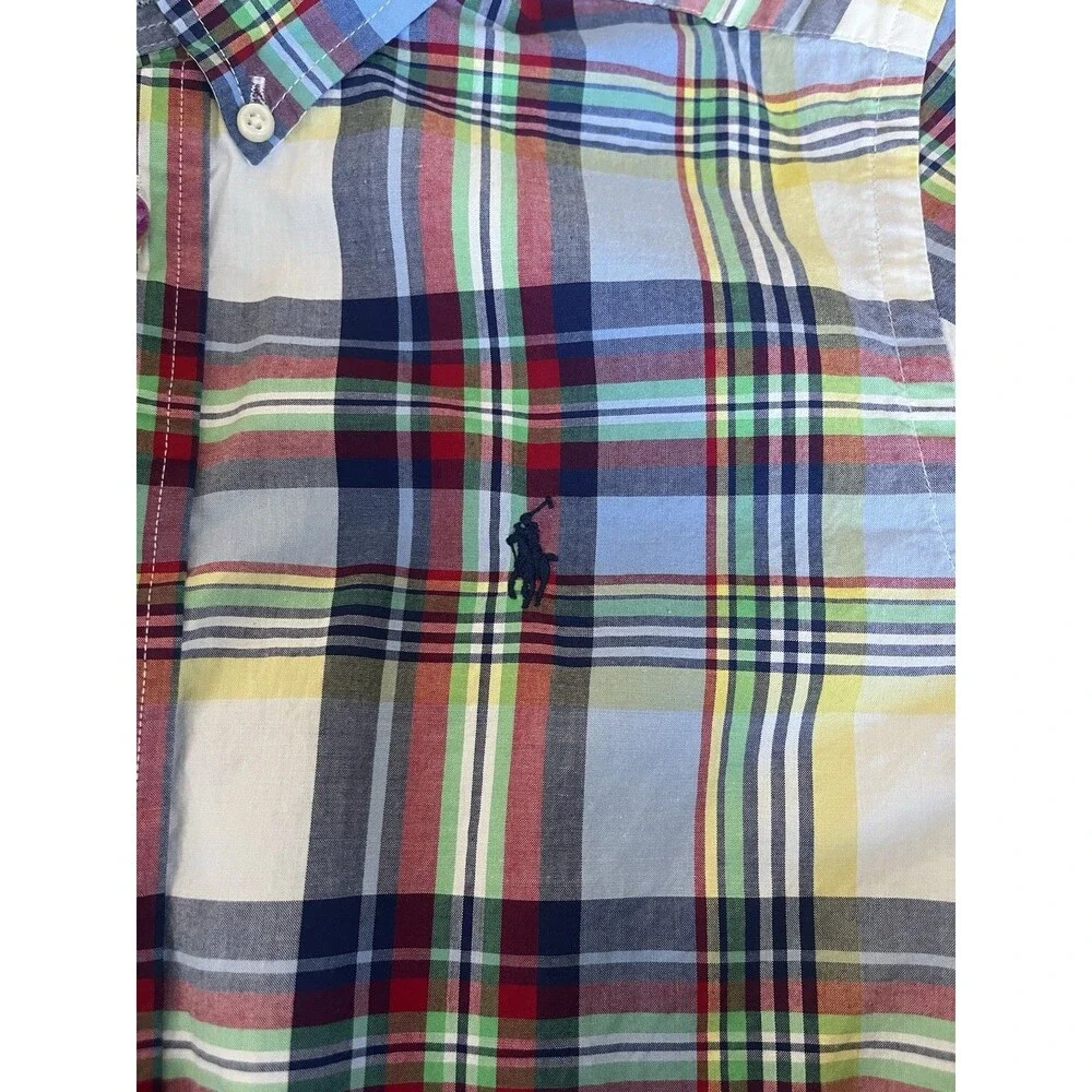 Ralph Lauren Pony Polo Boys Long Sleeve Plaid Button Up Shirt Size 14-16